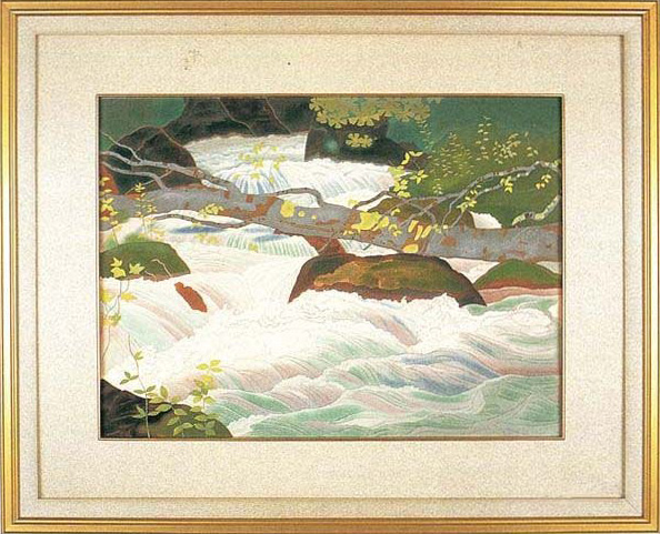 生誕120年 小野竹喬「奥入瀬の渓流」木版画複製