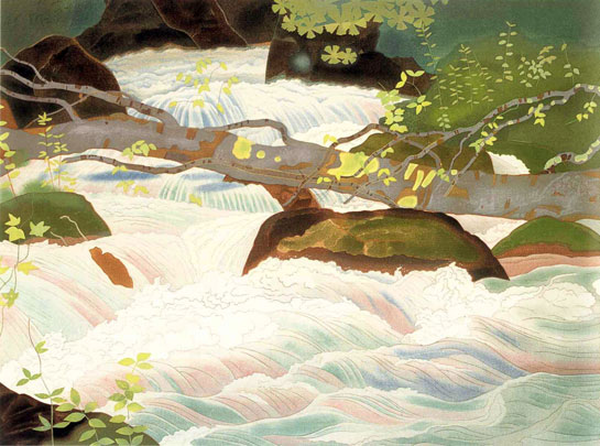 生誕120年 小野竹喬「奥入瀬の渓流」木版画複製